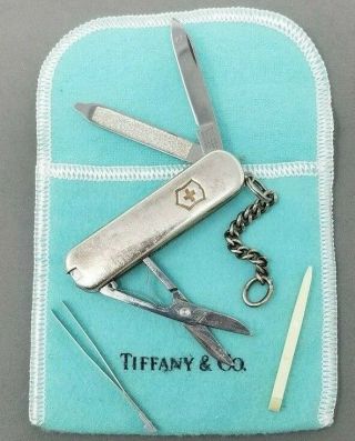 Tiffany & C0 Pocket Knife Victorinox Sterling Silver Swiss Army 18k 925 750 Vtg
