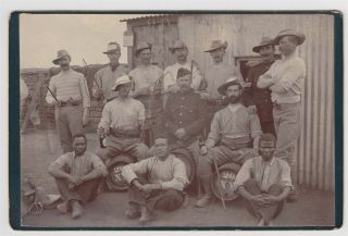 Military Cabinet - Boer War,  Soldier Group With Black Africans And Cavalry Officer