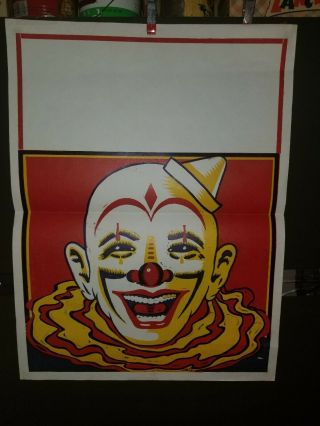 Vintage 1940s (?) Circus Poster 28x21 Clown Old Stock Enquirer Printing Co.
