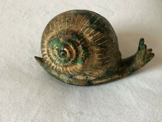 Vintage Mid - Century Cast Iron Snail Incense Burner