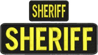 Sheriff Embroidery Patches 3x8.  50 And 2x4.  50 Hook On Back Gold Letters