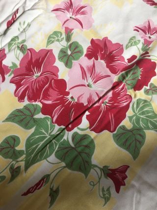 Pretty Vintage Tablecloth,  Floral Cotton,  62 X 52 "