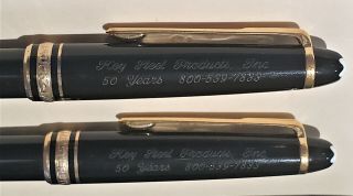 (2) MONTBLANC Meisterstuck Black Resin & Gold Ballpoint Pens w/ Leather Pen Case 4