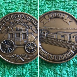 Rare Wells Fargo & Co.  Train & Stage Coach 1856 Commemorative Coin Folsom,  Ca