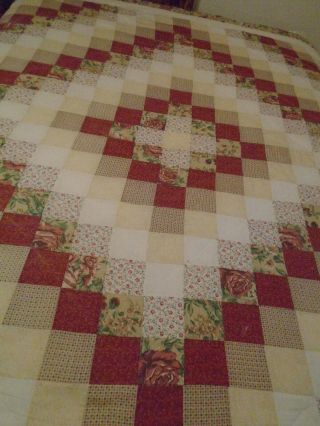Vintage Hand Made Quilt Queen 86x86 Granny Squares - Multi Color