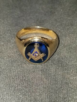 Vintage Mens 14k Gold Masonic Ring