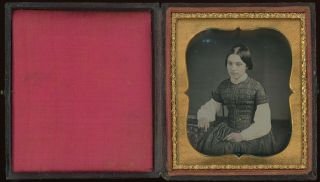 Pretty Young Lady Looking Down Unusual Pose 1/6 Plate Daguerreotype E669 2
