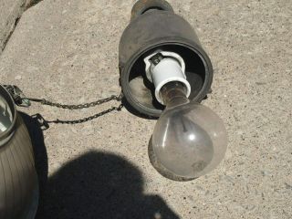 Vintage Glass Shade GE Gumball Street Light w/ Bulb 7