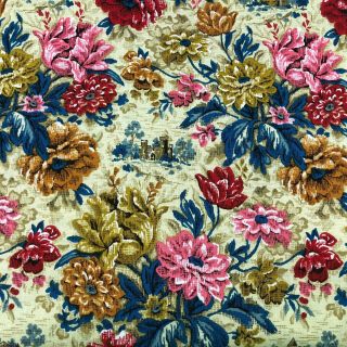 Vintage House N Home Fabrics Floral 5.  5 Yards 1 Piece Uncut Flowers Castle House