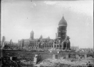 Ruins Of City Hall - San Francisco Earthquake - 1906 5x7 Glass Negative