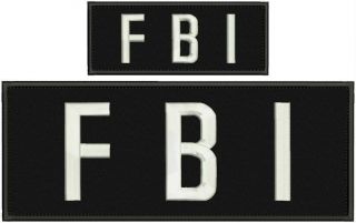 " Fbi " Embroidery Patches 4x10 And 2x5 Inches Hook On Back White Letters