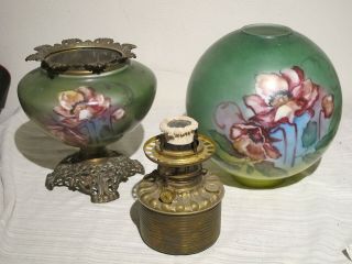 Antique Gwtw Gone With The Wind Parlor Banquet Table Oil Lamp Consolidated
