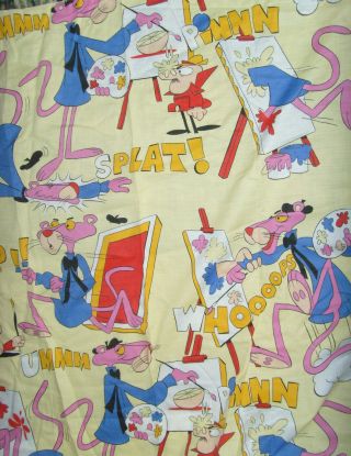 Rare Vintage Pink Panther Fabric Material Cartoon Large Scale Unique 45x100 " Cat