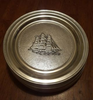 Vintage Wilton Armetale Clipper Ship Dinner Plate Set of 10 Polished Finish 2