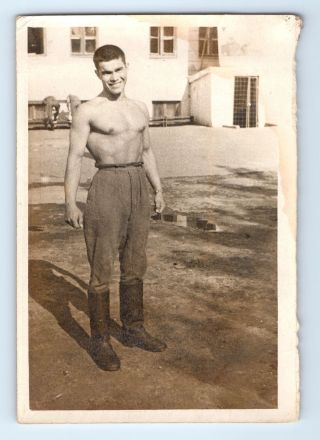 02 Vintage Photo Man Soldier Beefcake Muscle Man Strongman Athlete Gay R20