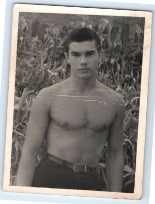 03 Vintage Photo Man Soldier Beefcake Muscle Man Strongman Snapshot Gay R20