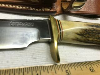 1980 ' s RANDALL KNIFE Model 23 Gamemaster Knife STAG Handel,  Leather Scabbard 4