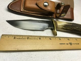 1980 ' s RANDALL KNIFE Model 23 Gamemaster Knife STAG Handel,  Leather Scabbard 8