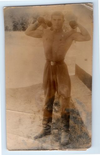 01 Vintage Photo Man Soldier Beefcake Muscle Man Strongman Snapshot Gay R20