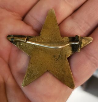 RARE old west obsolete early engraved POLICE GOLD star Badge c.  1800 ' s 7