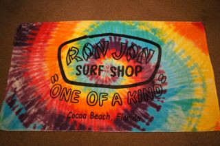 Vintage Ron Jon Surf Shop Beach Tiedye Towel Surfing Cocoa Beach Florida Retro