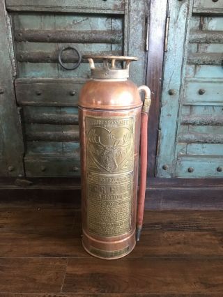 Vintage Elkhart Large Head Copper Fire Extinguisher Empty No Bottle 2 1/2