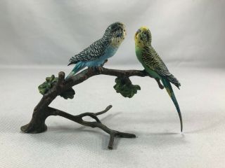Antique Austrian Vienna Cold Painted Bronze Parrots On Tree Branch