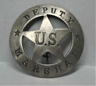 Reproduced 1874 Style - Deputy U.  S.  Marshal Badge - - Round Center Star 2 1/4 "