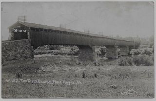 Old Photo Postcard The River Bridge Port Royal Pa Covered Bridge 1910s