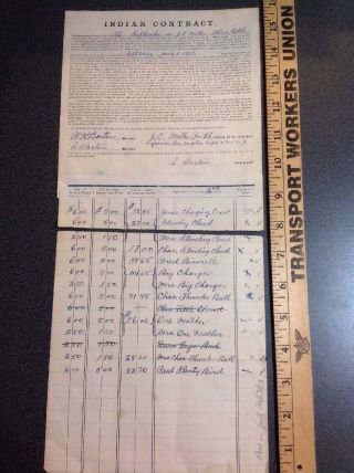 101 Ranch Indian Territory Wild West Show Contract Signed By Indians