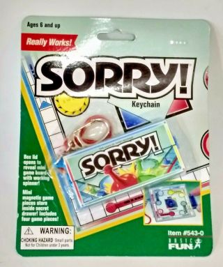 Sorry Game Keychain That Really Basic Fun,  Parker Brothers,  Hasbro 543 - 0