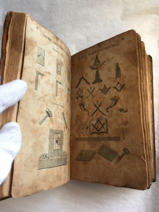 200 Yr Old Masonic Charts Emblems Explained Leather Book