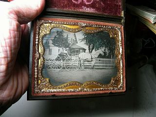 1/4 Plate Ambrotype Outdoor Scene,  W Great Union Case