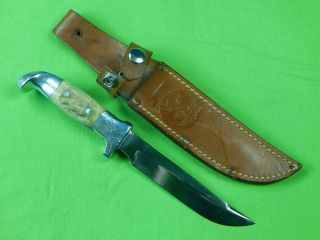 Vintage Us Custom Hand Made Ruana " M " Stamped Hunting Knife W/ Sheath