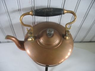1892 S.  Sternau & Co.  Antique Copper & Brass Tea Kettle,  Stand,  and Warmer frame 2