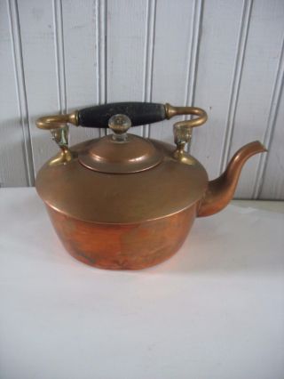 1892 S.  Sternau & Co.  Antique Copper & Brass Tea Kettle,  Stand,  and Warmer frame 5