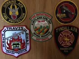 5 Us Air Force Fire Department Patches