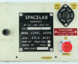 NASA Space Shuttle / SPACELAB Hardware ETCA - ACEC Control Panel KSC GSE 6