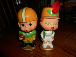 1960 ' s Green Bay Packers My Hero Kissing Boy & Girl Bobbleheads Nodder 2