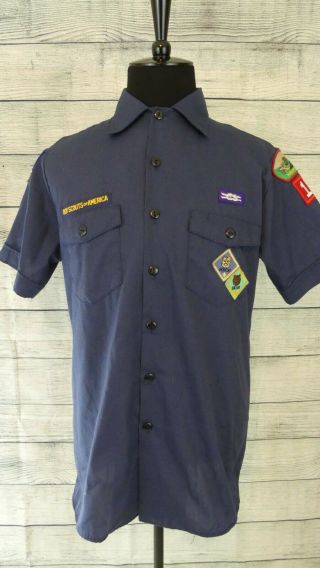 Boy Scout Cub Scout Youth Xl Short Sleeves Shirt Color Blue With Badges Pa.