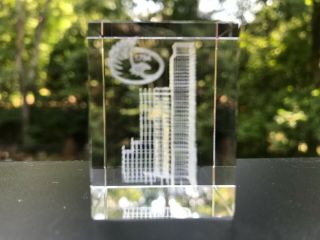 First National Bank Of Boston Lucite Paperweight With Bank Building