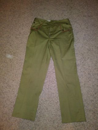 Vintage Bsa Boy Scouts Of America Uniform Pants,  Green With Red Piping