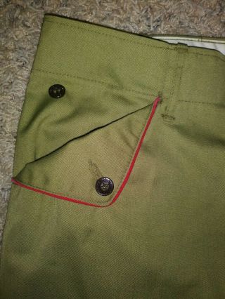VINTAGE BSA BOY SCOUTS OF AMERICA UNIFORM PANTS,  GREEN WITH RED PIPING 3