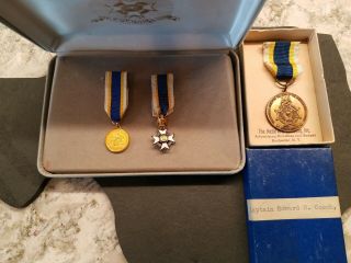 Named Sons Of The American Revolution Set.  Inc.  Gold Badges With Orig.  Box