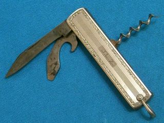 Antique Meriden J&cn Co Engraved Champagne Pocket Watch Fob Knife Knives Vintage