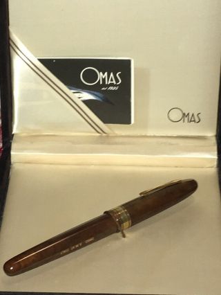 Omas Ogiva Am 87 Chestnut With Gold Trim Fountain Pen Wood 585 14k Nib W Box