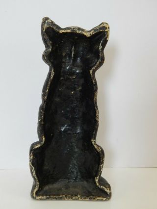 Antique Sitting Black Cat Doorstop Cast Iron Green Eyes National Foundry 1920s 7