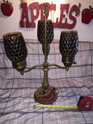 20” Antique Vintage Art Deco Cast Iron Two Light Fixture Lamp Three Globes Rare