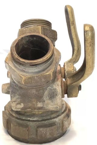Vintage Fire Hydrant Hose Water Thief Wye Splitter Elkhart Brass w/ Male Ends 2