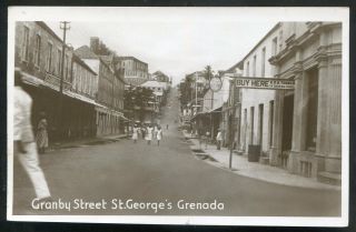 869 - Grenada Bwi St.  George 1930s Granby Street.  Stores.  Real Photo Postcard